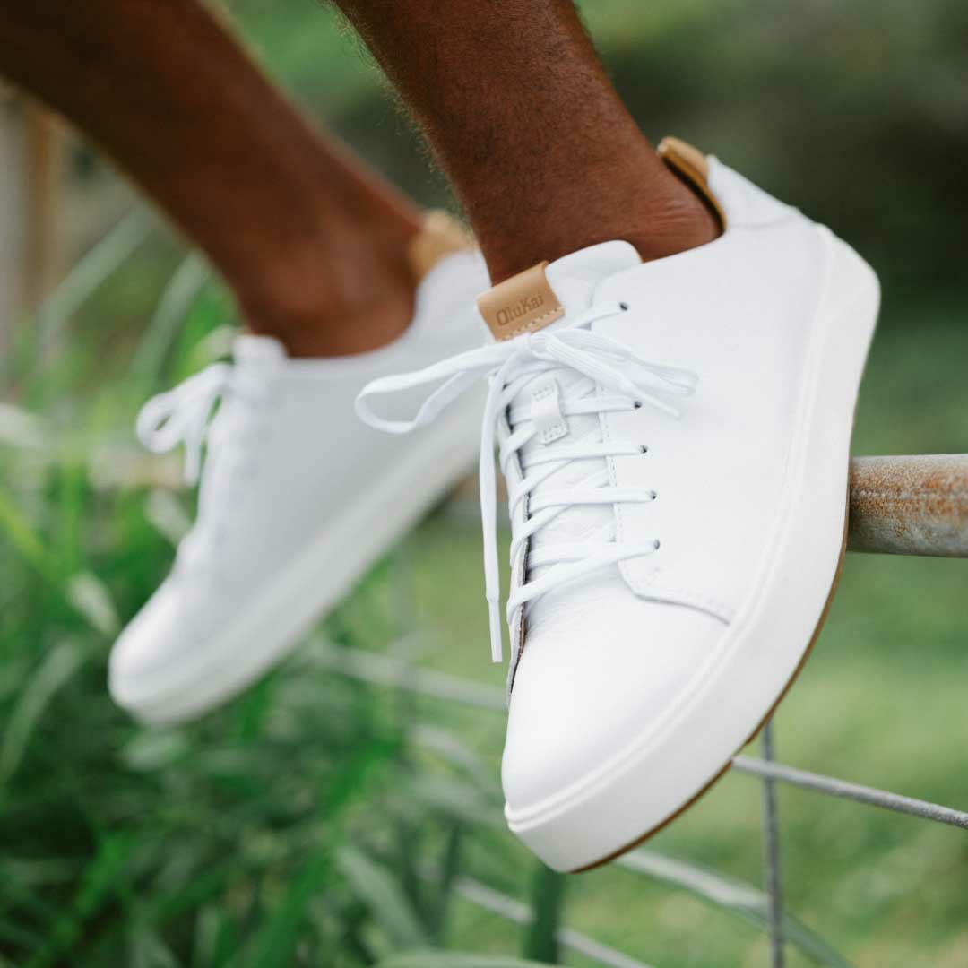 Lae‘ahi Lī ‘Ili Men's Leather Sneakers - Bright White - Image 2