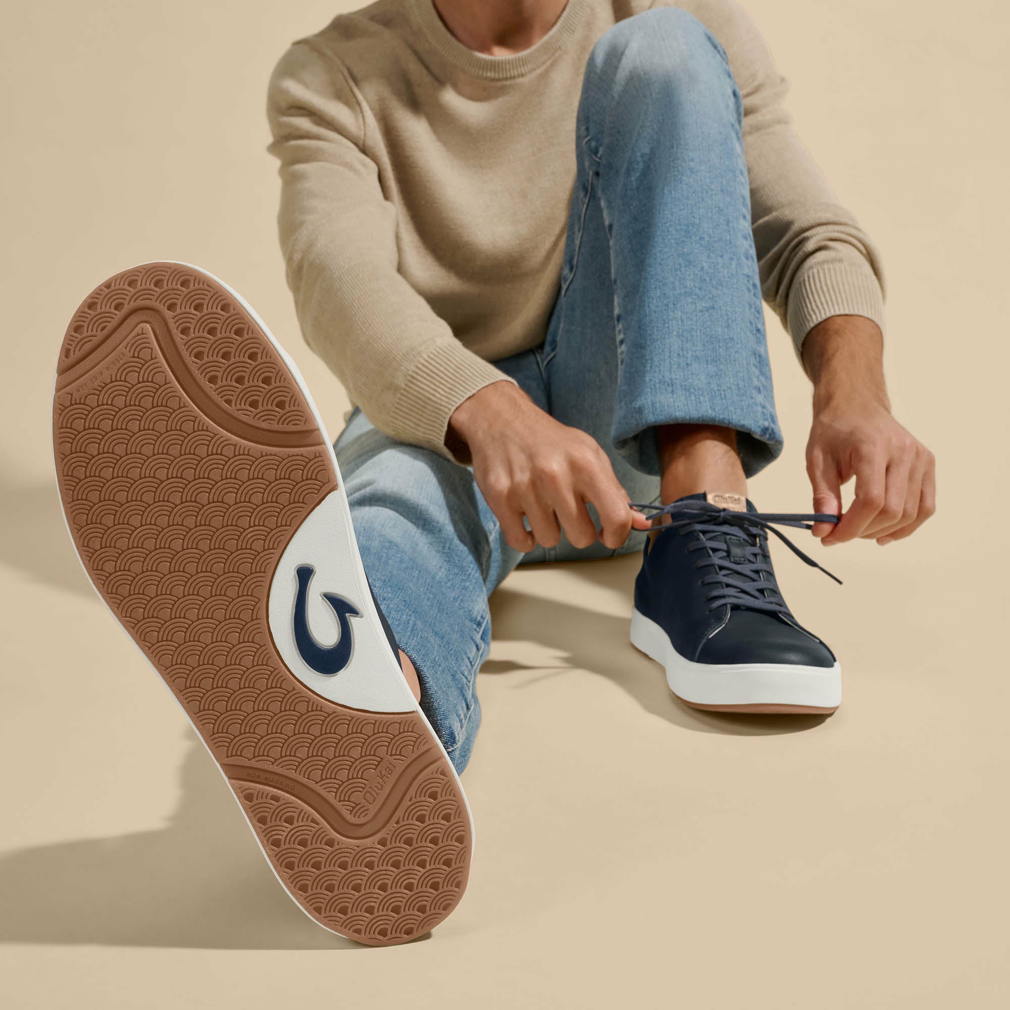 Lae‘ahi Lī ‘Ili Men's Leather Sneakers - Trench Blue - Image 4