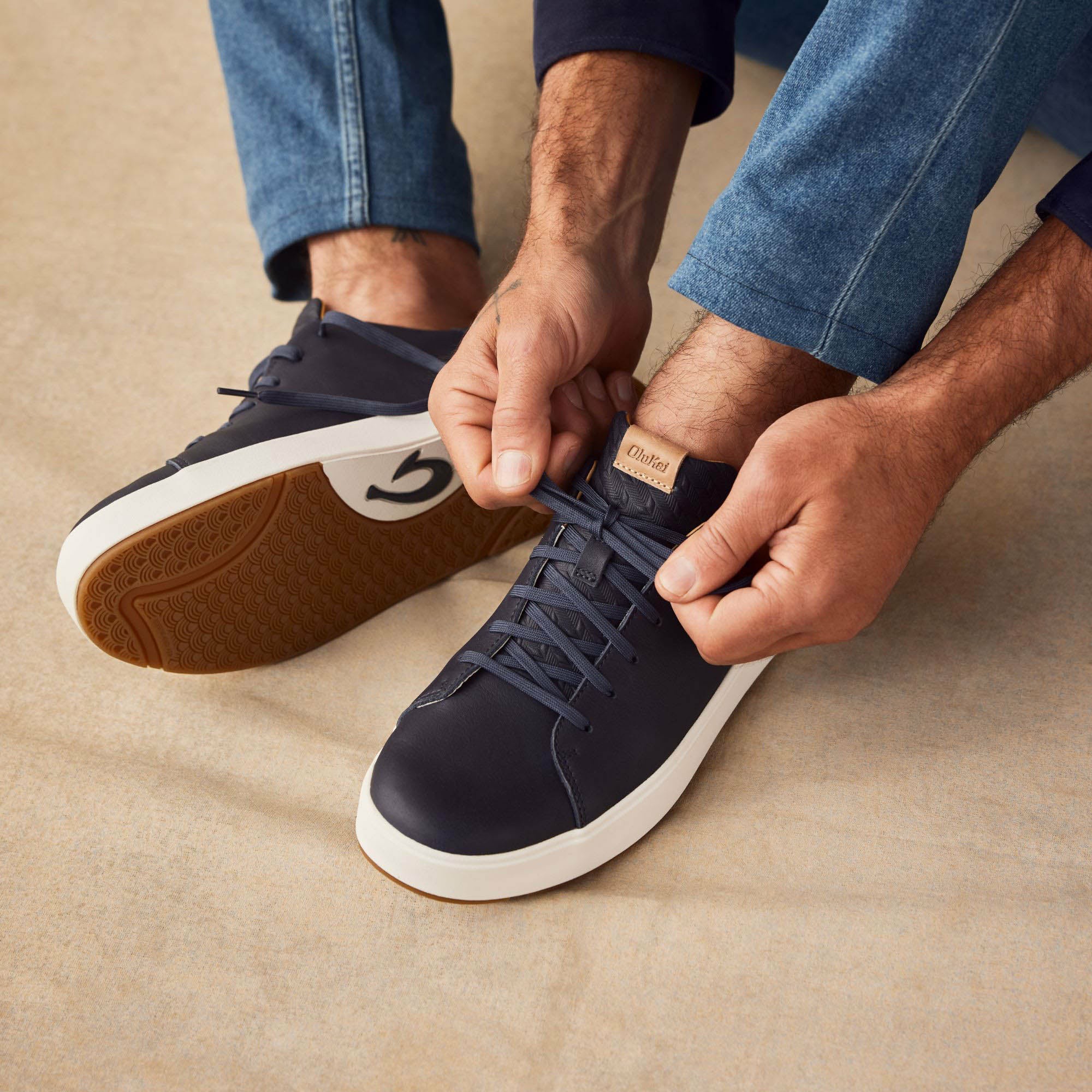 Lae‘ahi Lī ‘Ili Men's Leather Sneakers - Trench Blue - Image 8