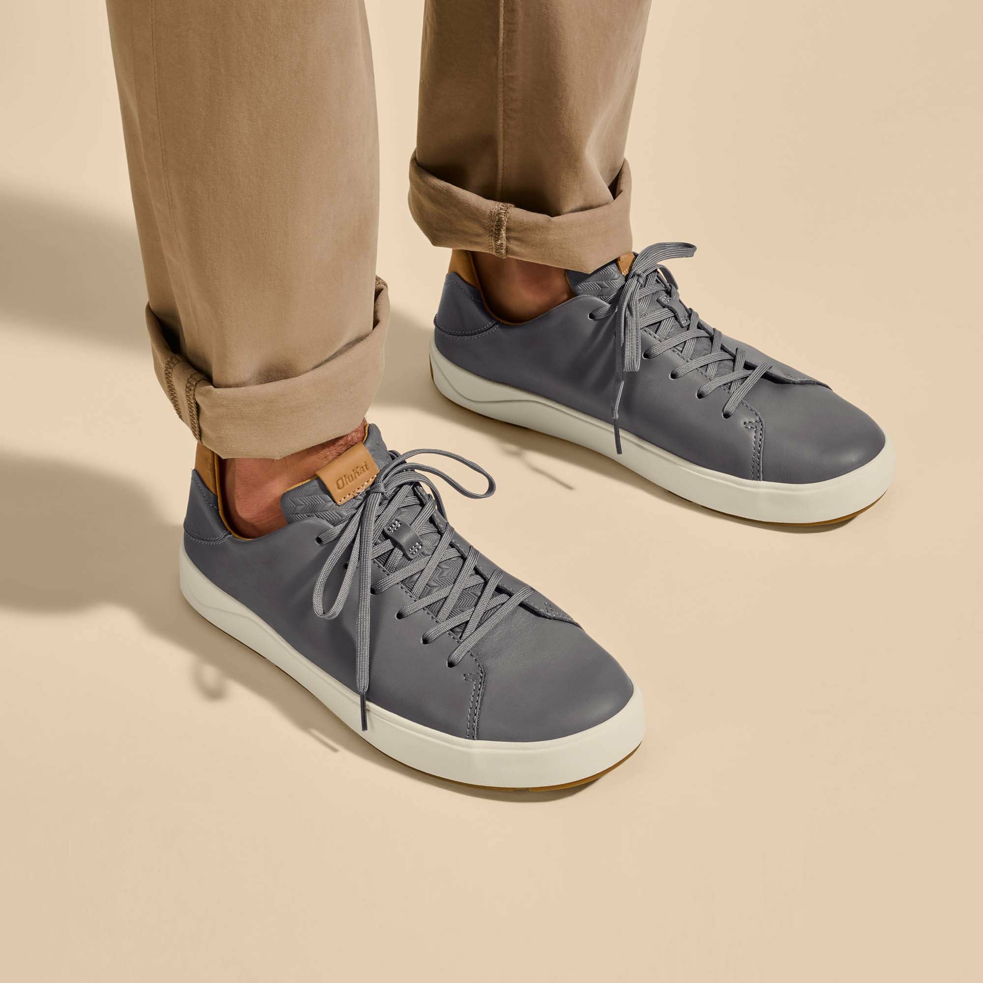 Lae‘ahi Lī ‘Ili Men's Leather Sneakers - Stone - Image 2