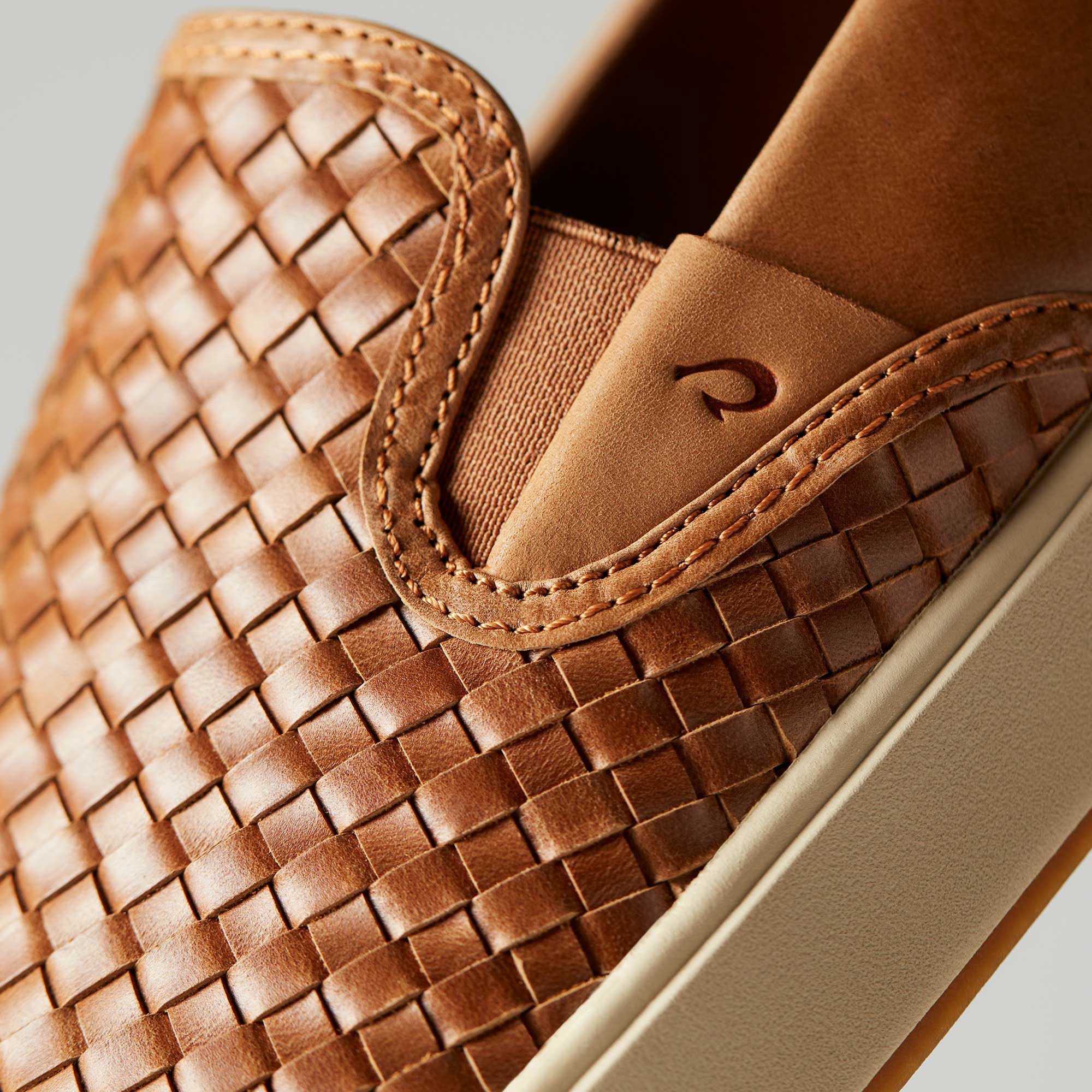 Lae‘ahi Lauhala Men's Leather Slip-On Sneakers - Fox - Image 3