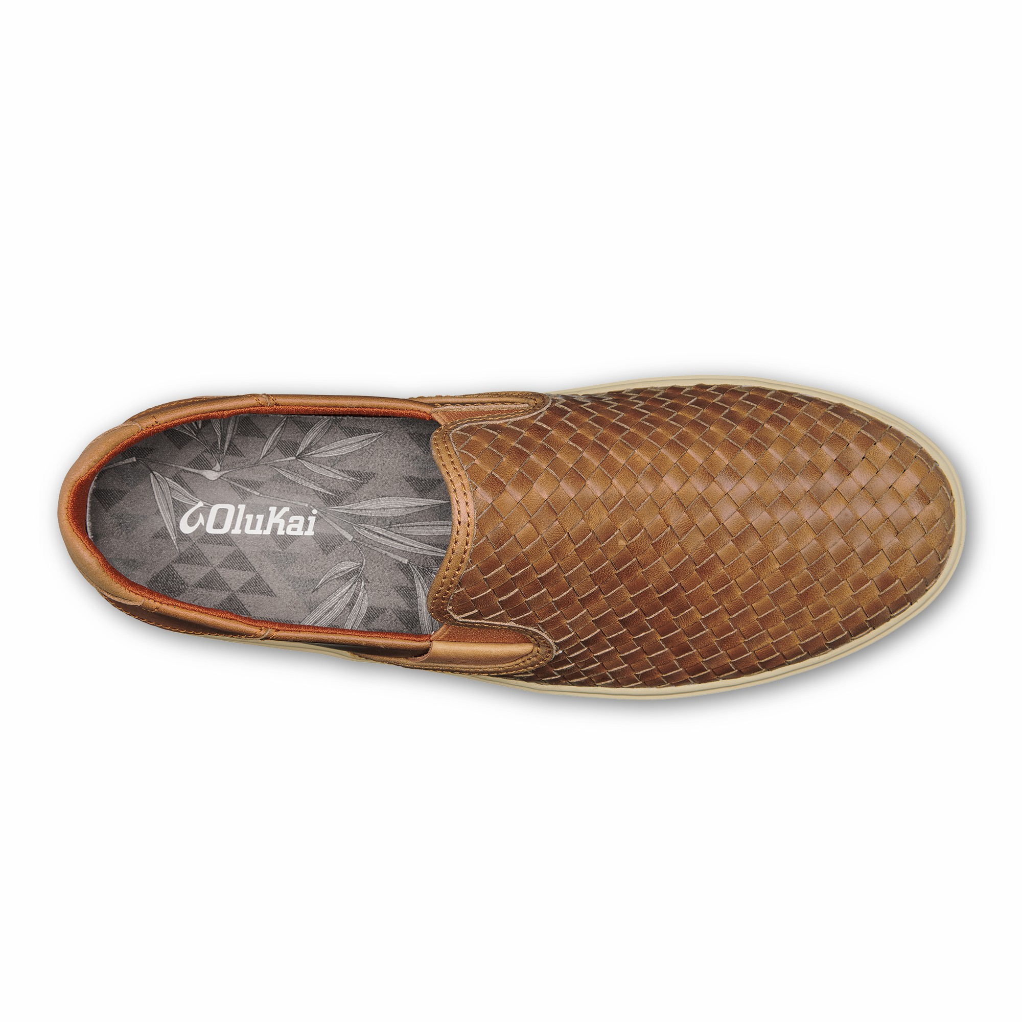 Lae‘ahi Lauhala Men's Leather Slip-On Sneakers - Fox - Image 8