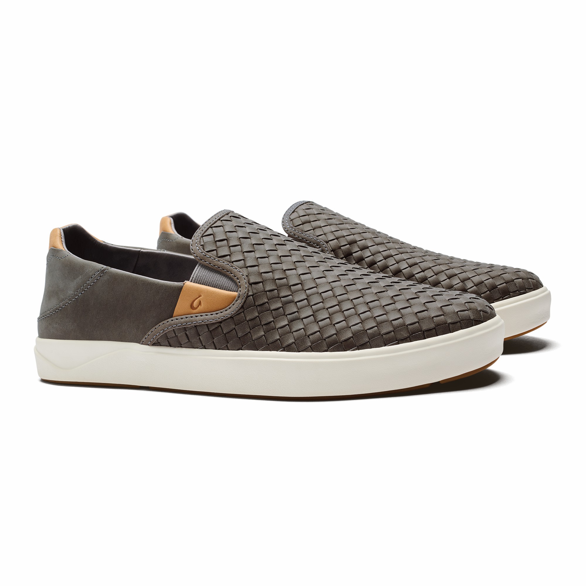 Lae‘ahi Lauhala Men's Leather Slip-On Sneakers - Ash - Image 6