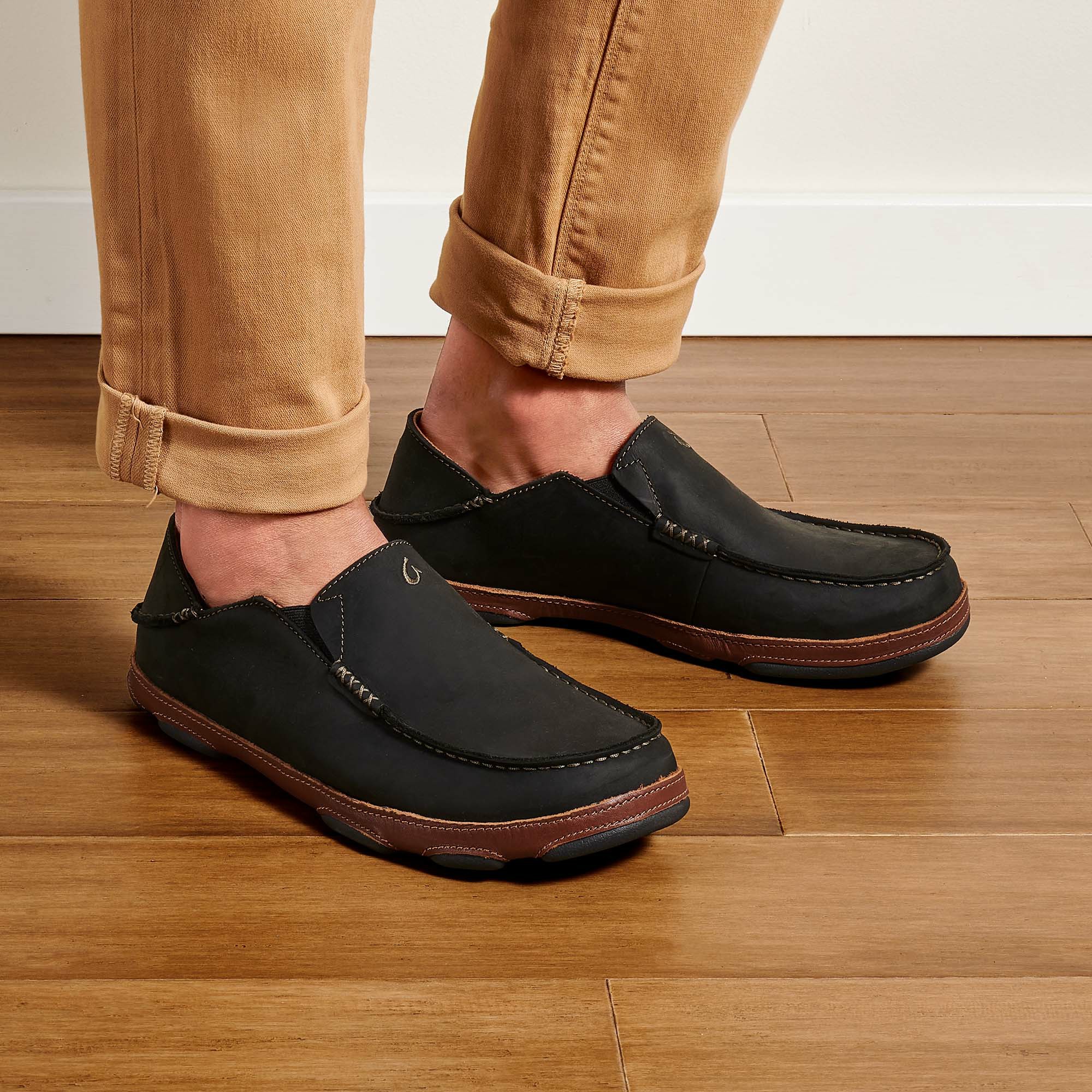 Moloā Men's Leather Slip On Shoes - Black / Toffee - Image 2