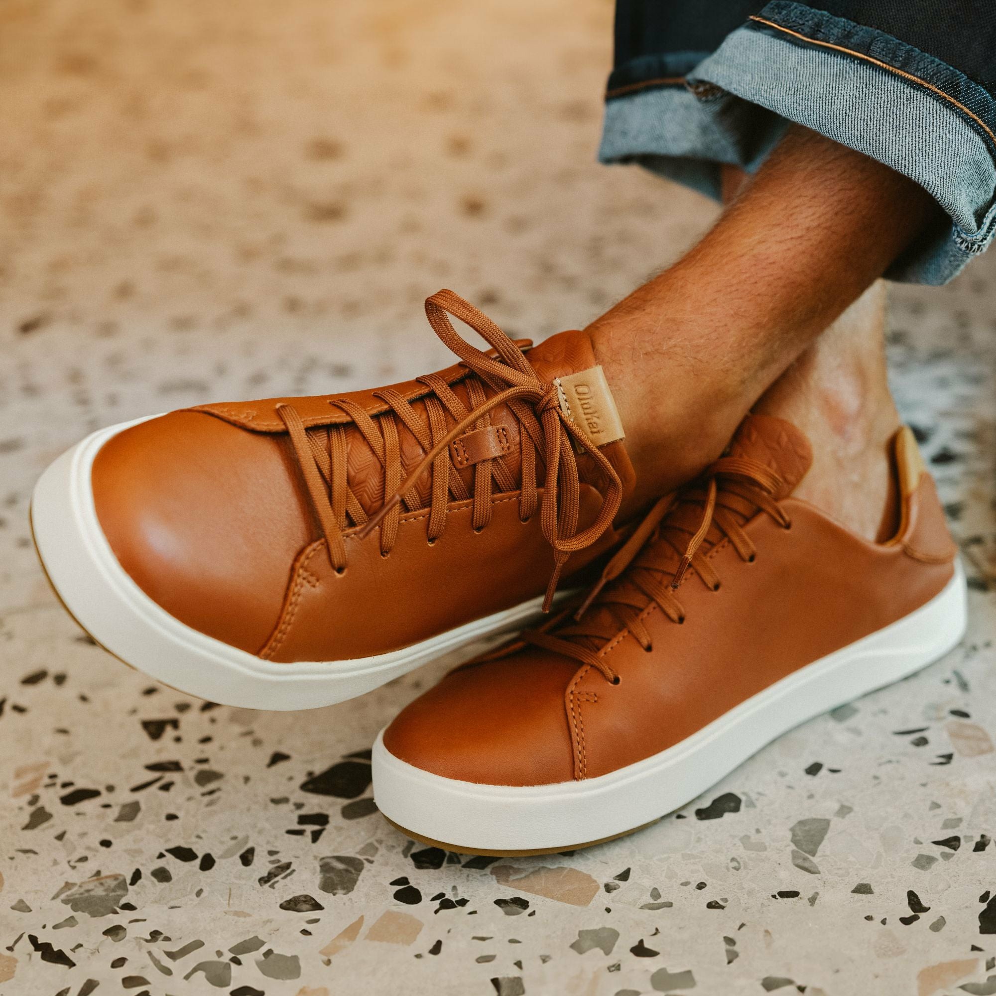 Lae‘ahi Lī ‘Ili Men's Leather Sneakers - Kukui Brown - Image 2