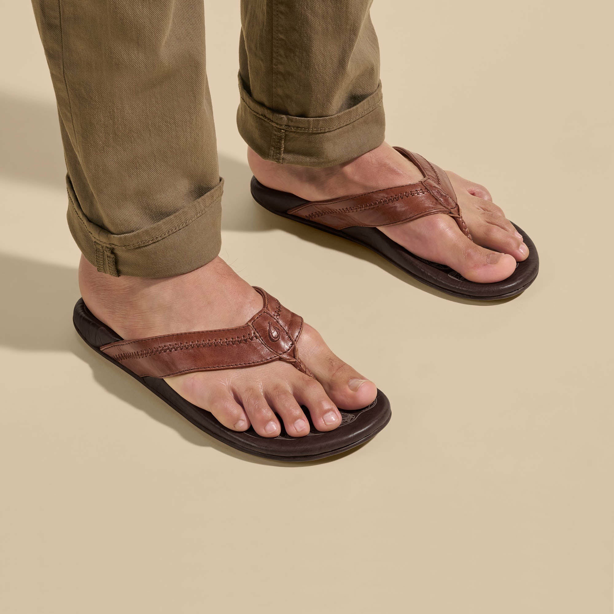 Hiapo - Rum / Dark Wood Leather Beach Sandals - Image 2