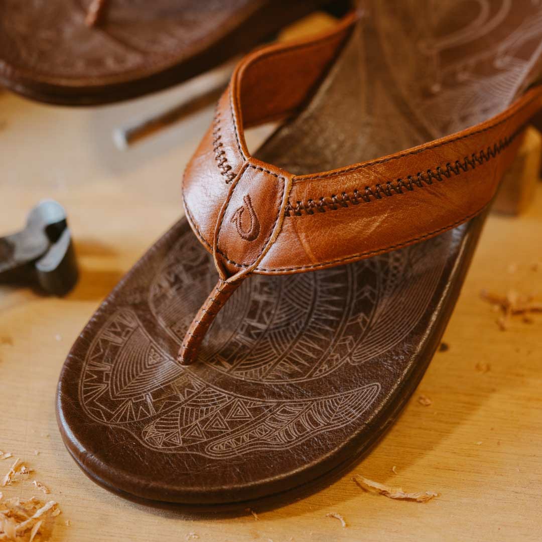 Hiapo - Rum / Dark Wood Leather Beach Sandals - Image 6