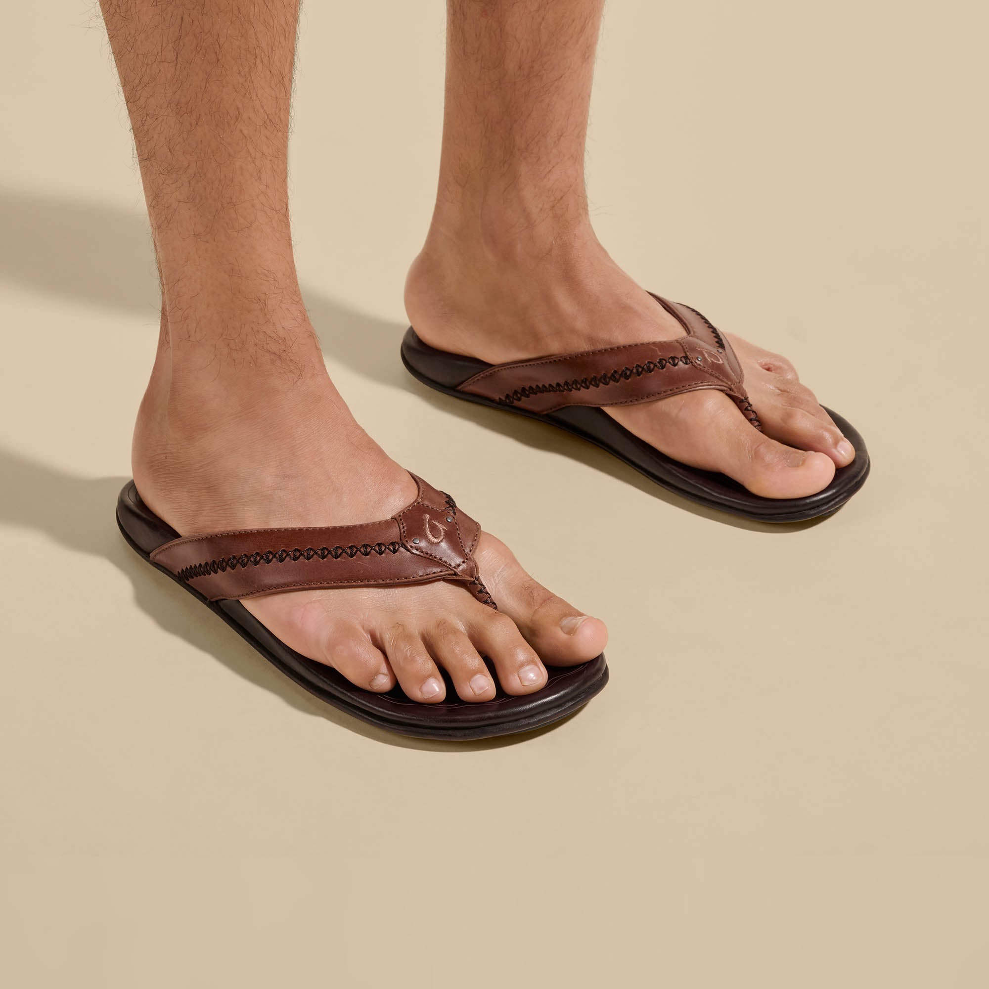 Mea Ola Men's Leather Sandals - Tan / Dark Java - Image 2