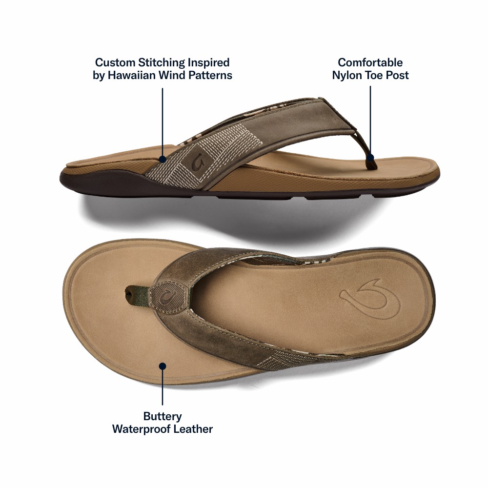 Tuahine Men's Waterproof Leather Beach Sandals - Hunter - Image 4