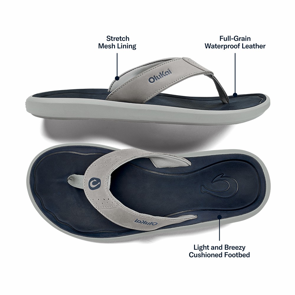 Pili Waterproof Leather Sandals - Ash / Mood Indigo - Image 3