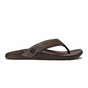 Tuahine Men's Waterproof Leather Beach Sandals - Dark Wood