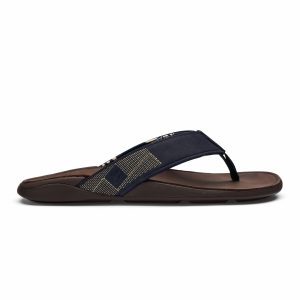 Tuahine Men's Waterproof Leather Beach Sandals - Trench Blue