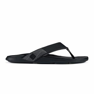 Tuahine Men's Waterproof Leather Beach Sandals - Black