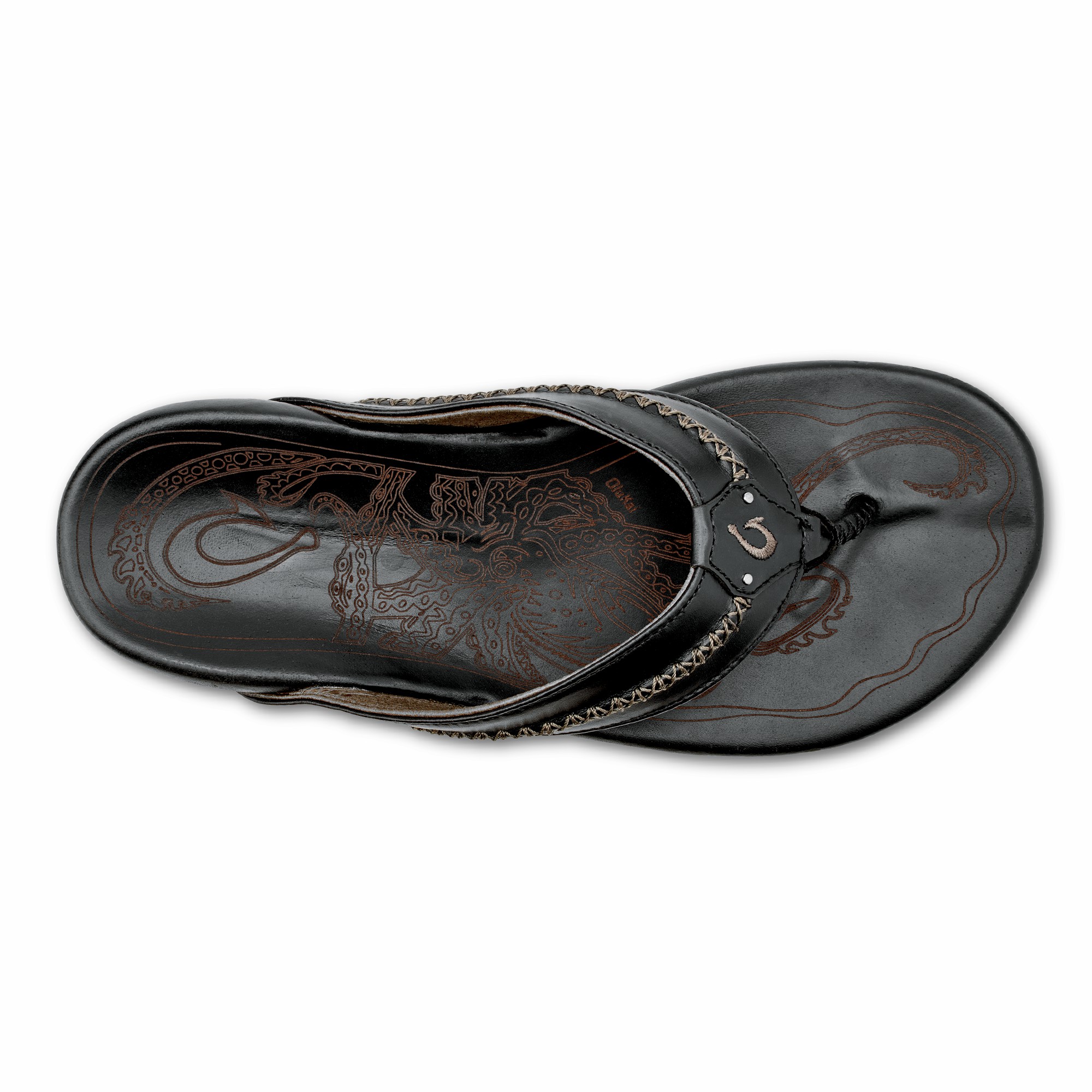 OluKai Mea Ola - Black | Men's Leather Beach Sandals - Image 5