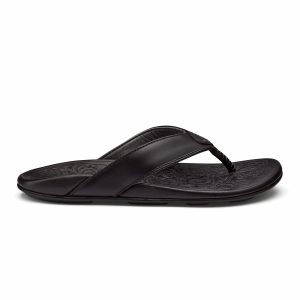 Mekila Men's Full-Grain Leather Beach Sandals - Black