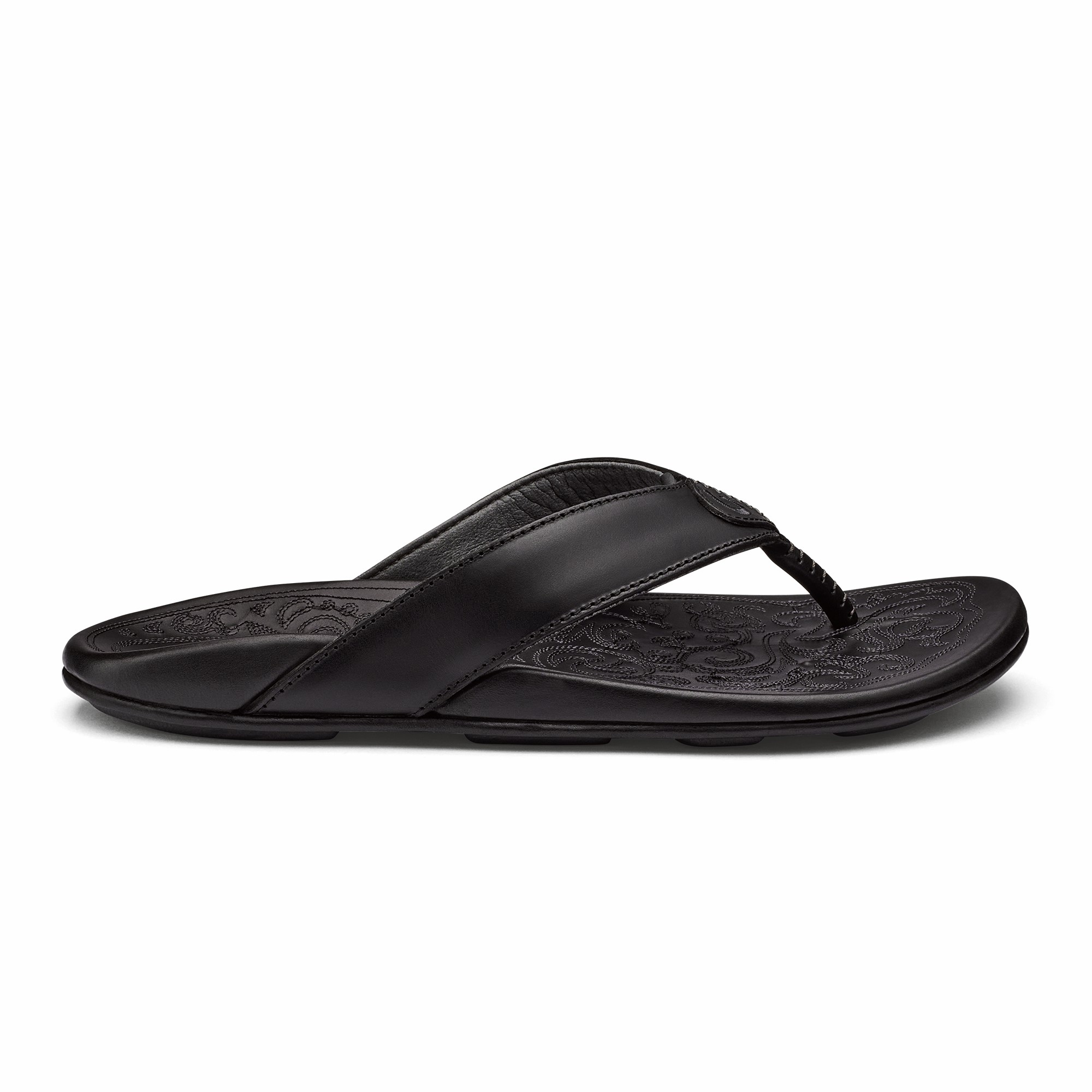 Mekila Men's Full-Grain Leather Beach Sandals - Black