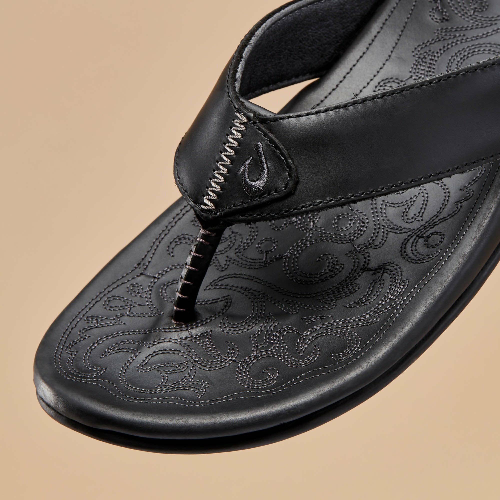 Mekila Men's Full-Grain Leather Beach Sandals - Black - Image 3