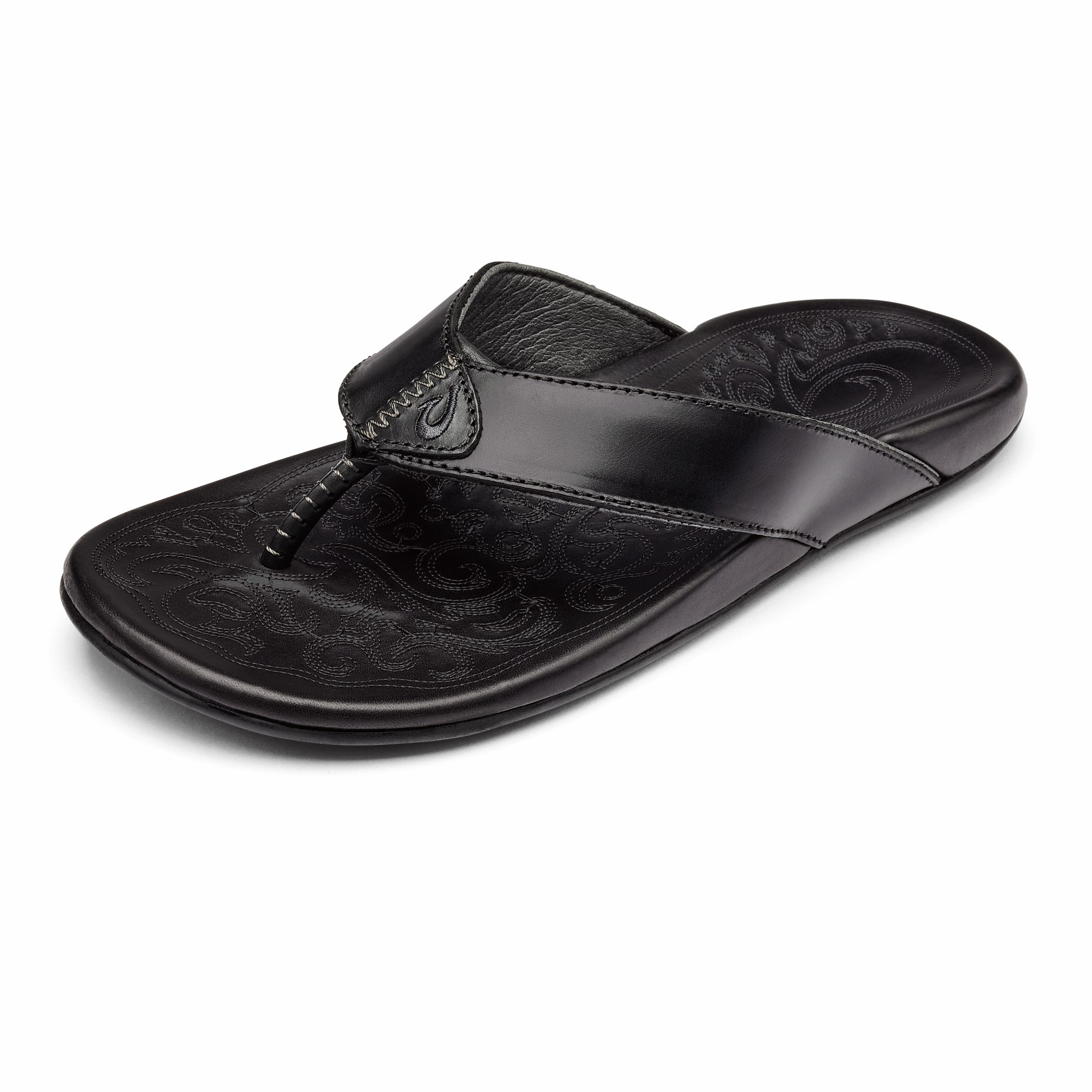 Mekila Men's Full-Grain Leather Beach Sandals - Black - Image 6