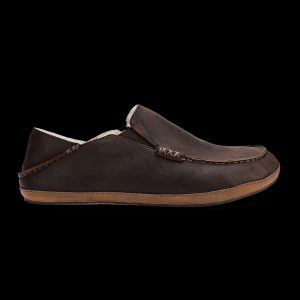 Moloā Men's Nubuck Leather Slippers - Dark Wood