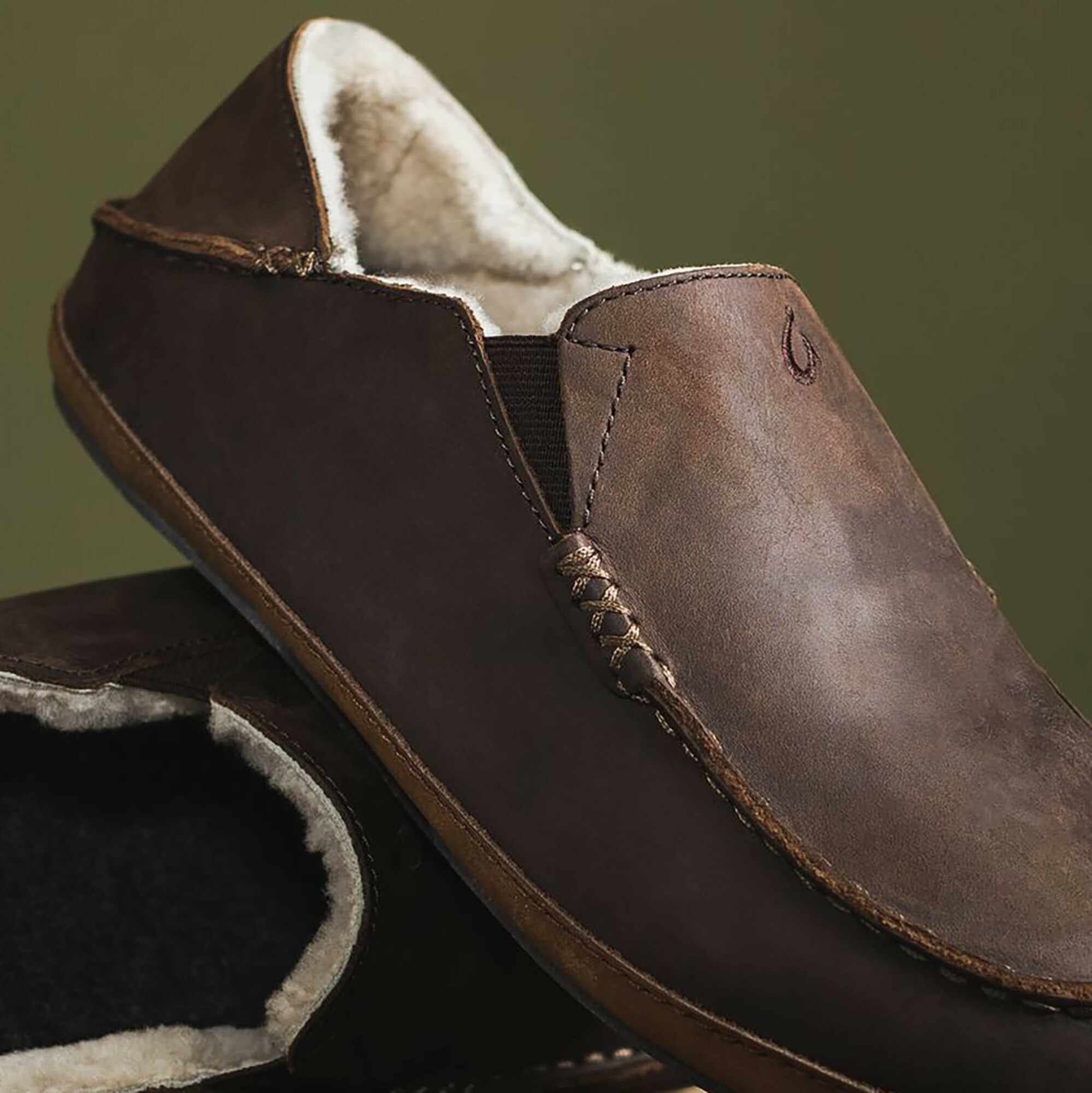 Moloā Men's Nubuck Leather Slippers - Dark Wood - Image 4