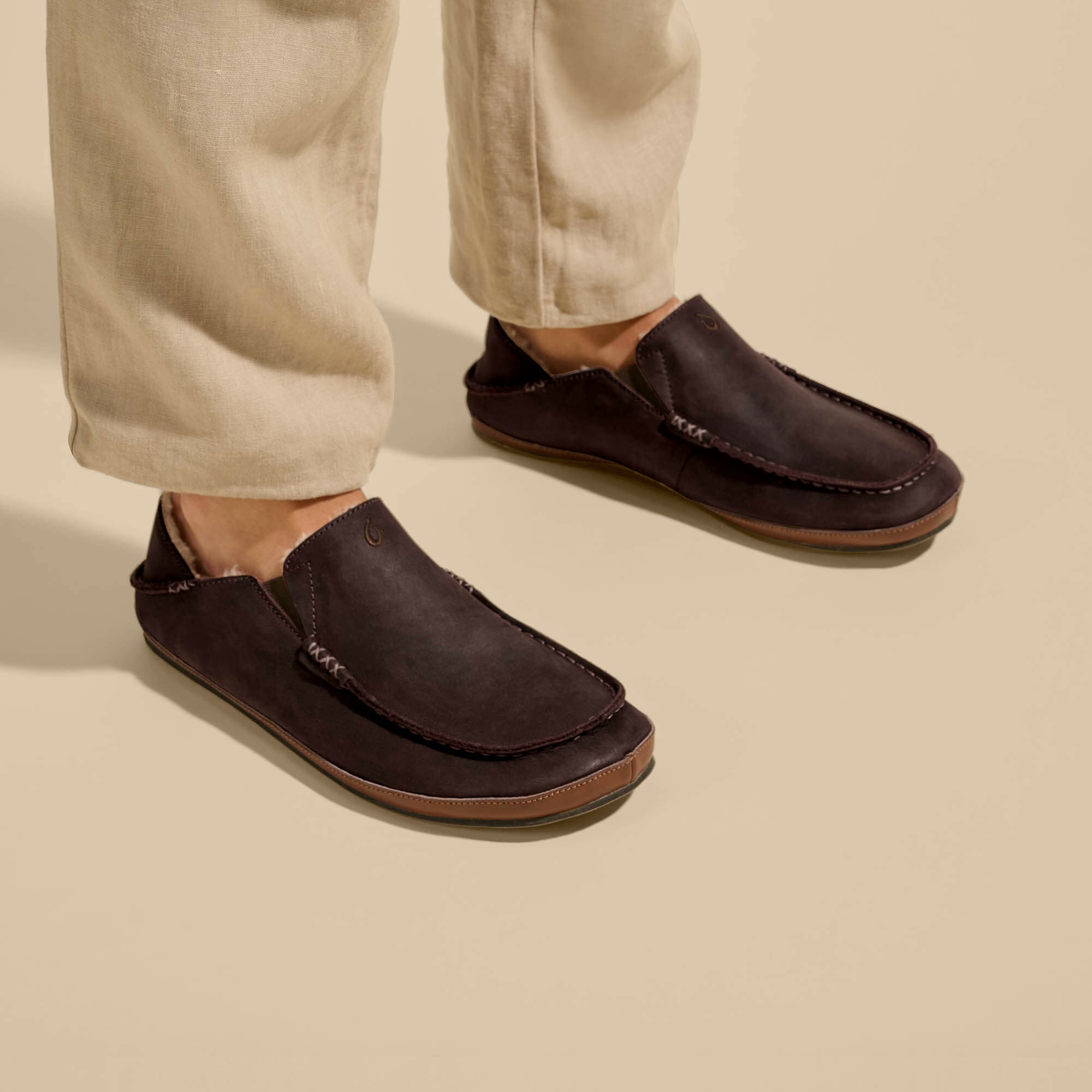 Moloā Men's Nubuck Leather Slippers - Dark Wood - Image 5
