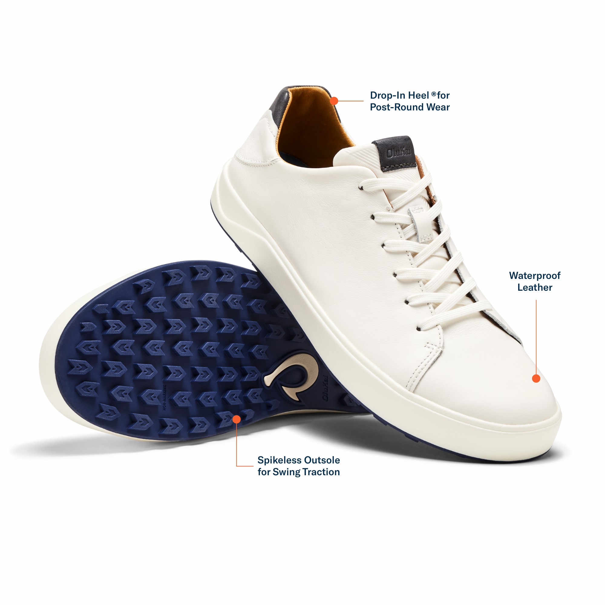Wai‘alae Waterproof Leather Golf Shoes - White - Image 3