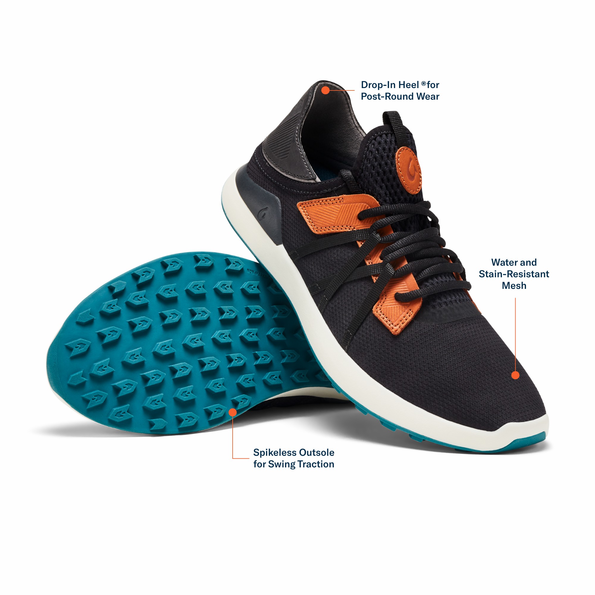 Manele Breathable Golf Shoes - Black / Dark Shadow - Image 3