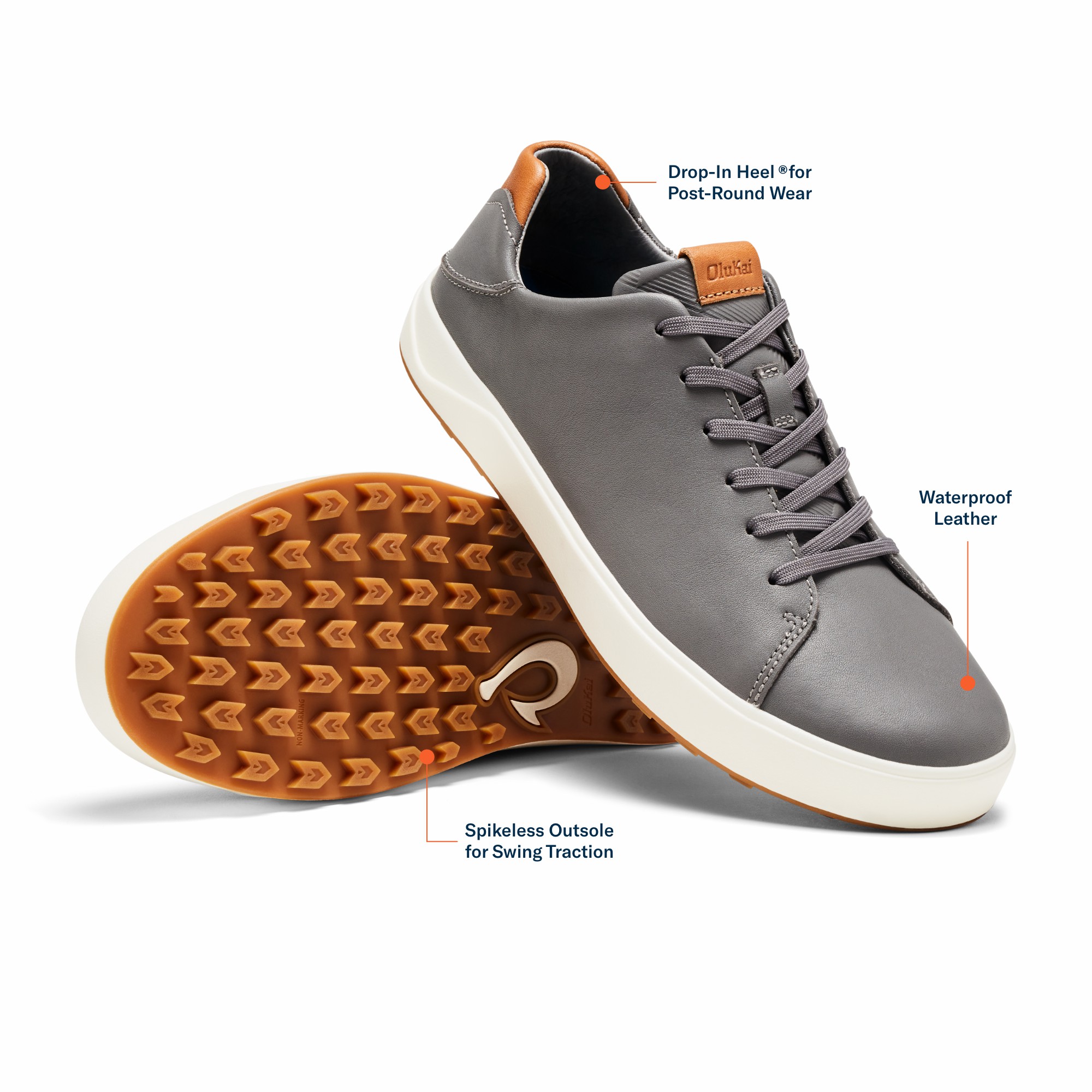 Wai‘alae Waterproof Leather Golf Shoes - Stone - Image 3