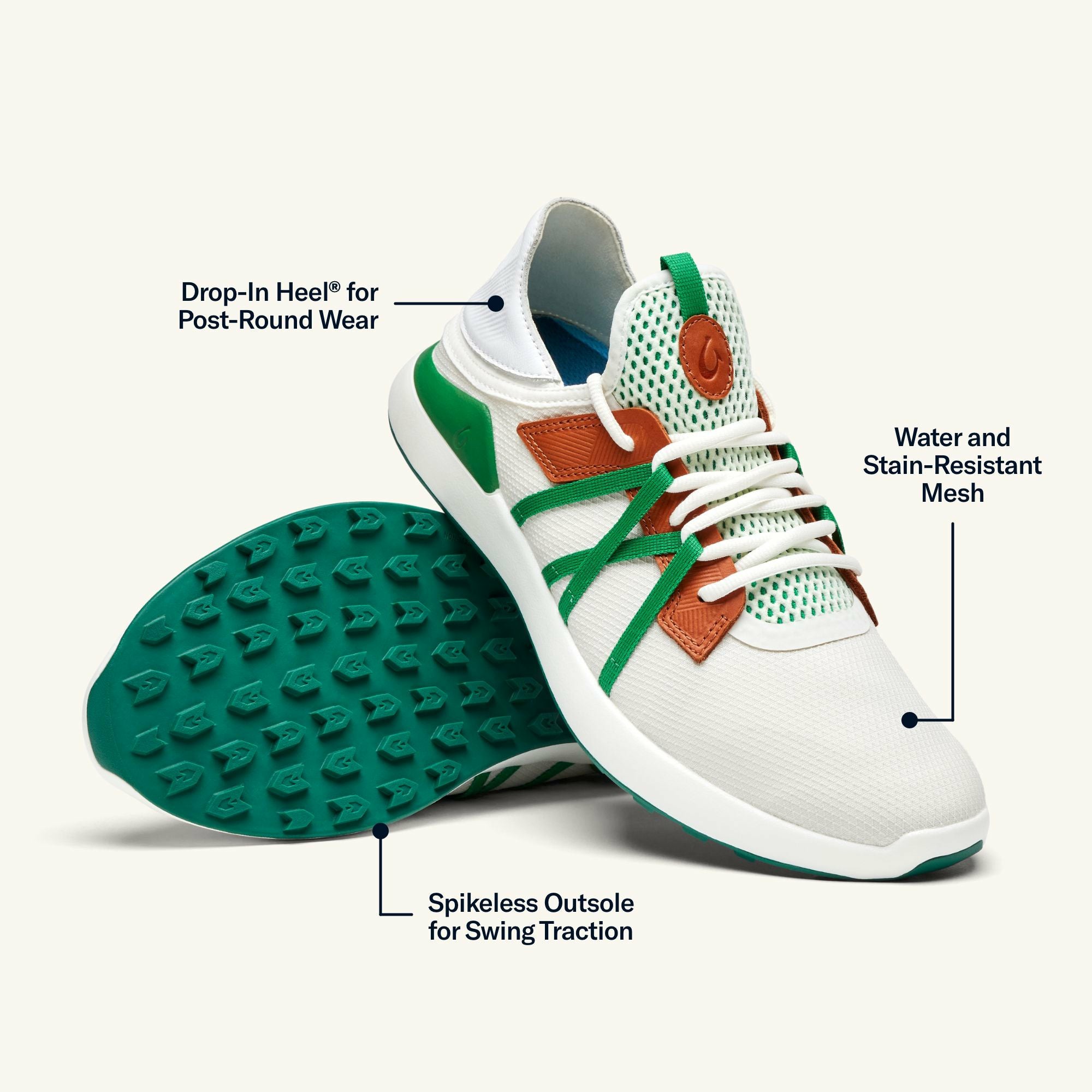 Manele Breathable Golf Shoes - White / Bamboo - Image 4