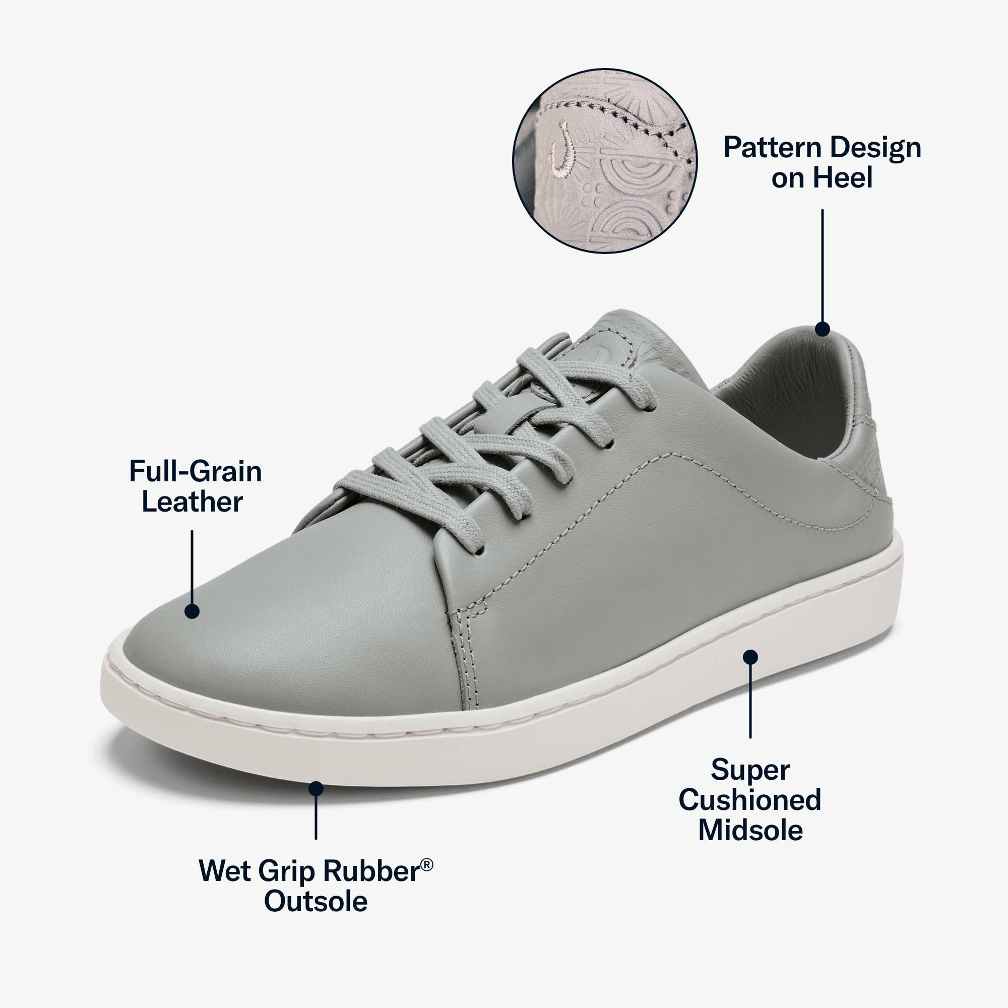 Pehuea Lī ‘Ili Women's Leather Sneakers - Ash - Image 3