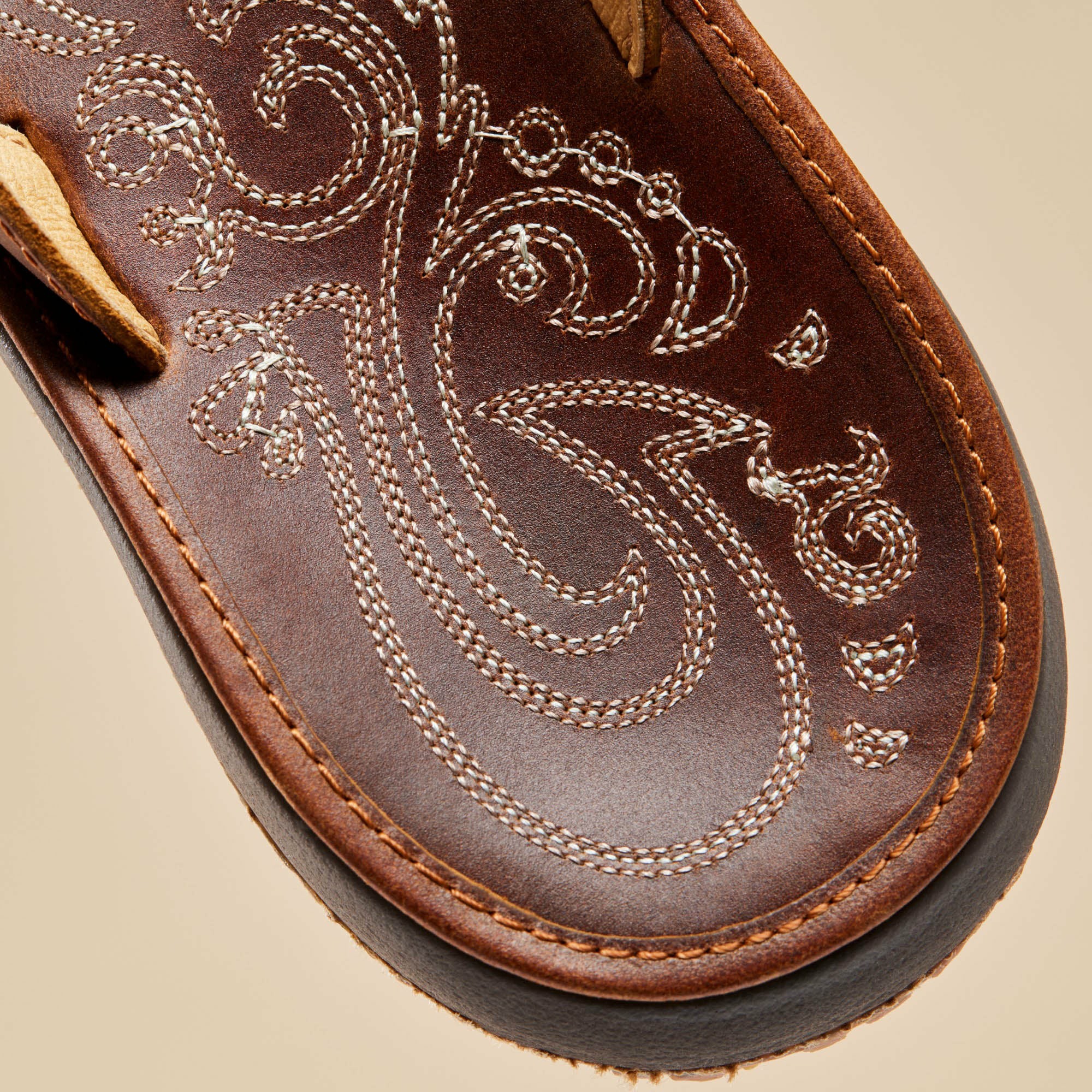 Paniolo Leather Beach Flip Flops - Natural - Image 7