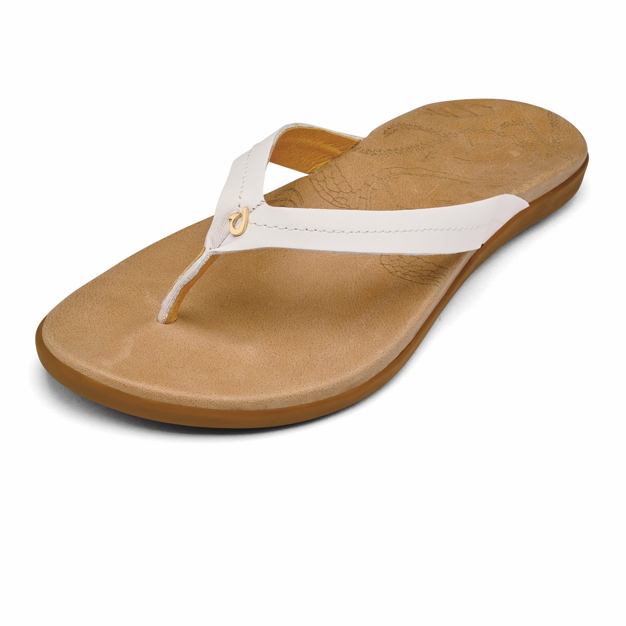 Honu Leather Sandals - Bright White / Golden Sand - Image 5