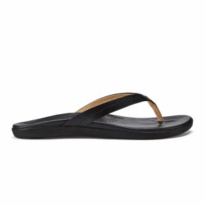 Honu Leather Beach Sandals - Black
