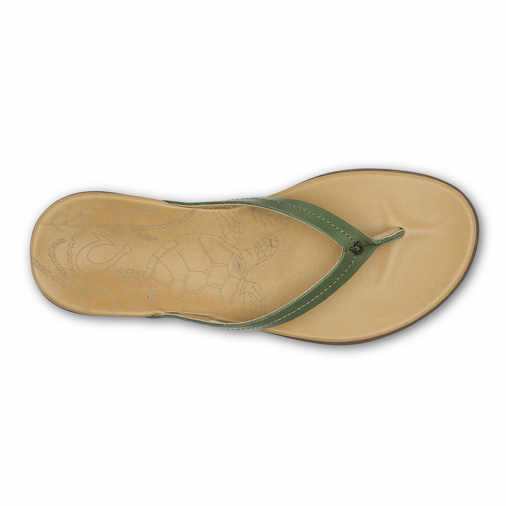 Honu Leather Sandals - Green Olive / Golden Sand - Image 3