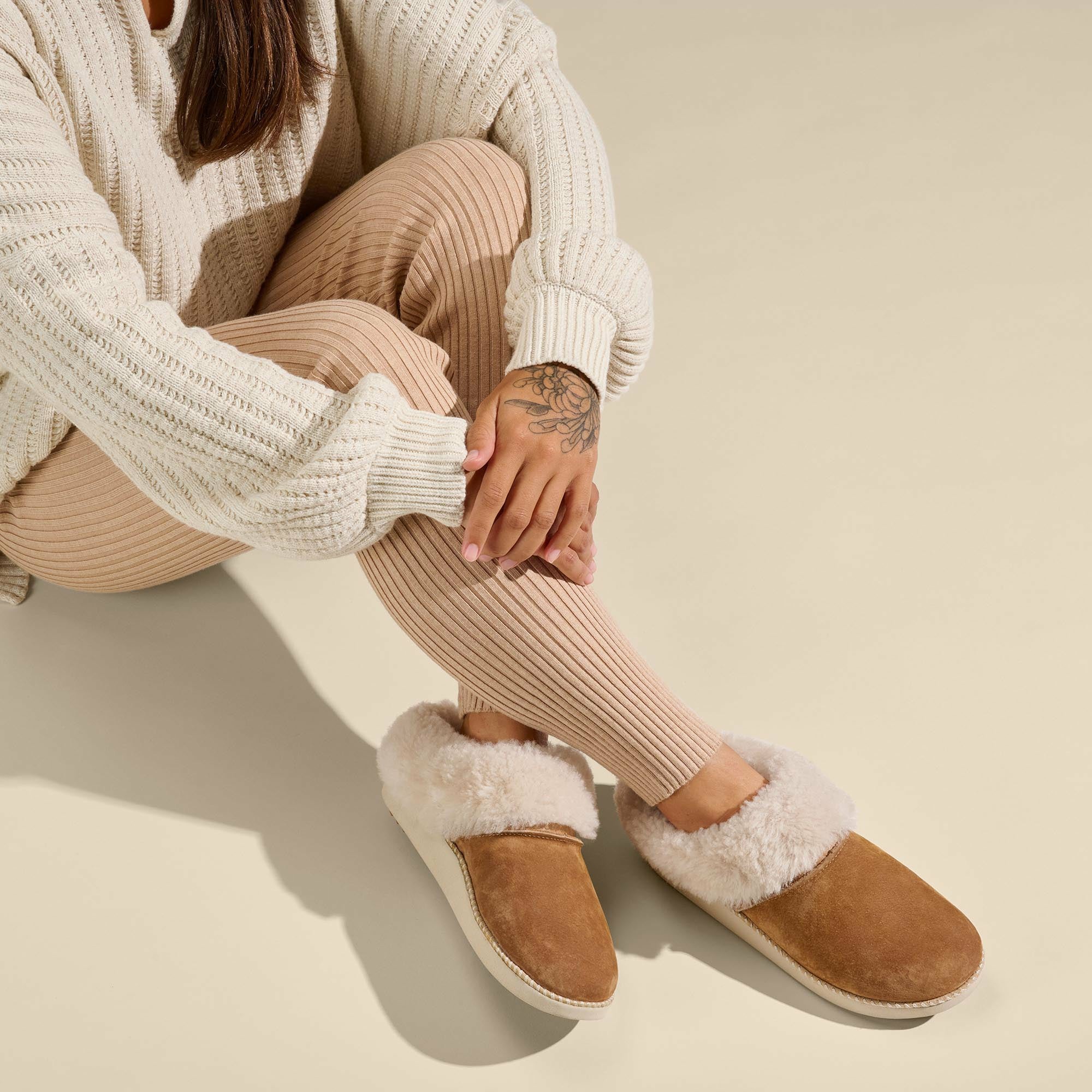 Ku‘i Women‘s Slip-On Slippers - Tan / Bone - Image 2