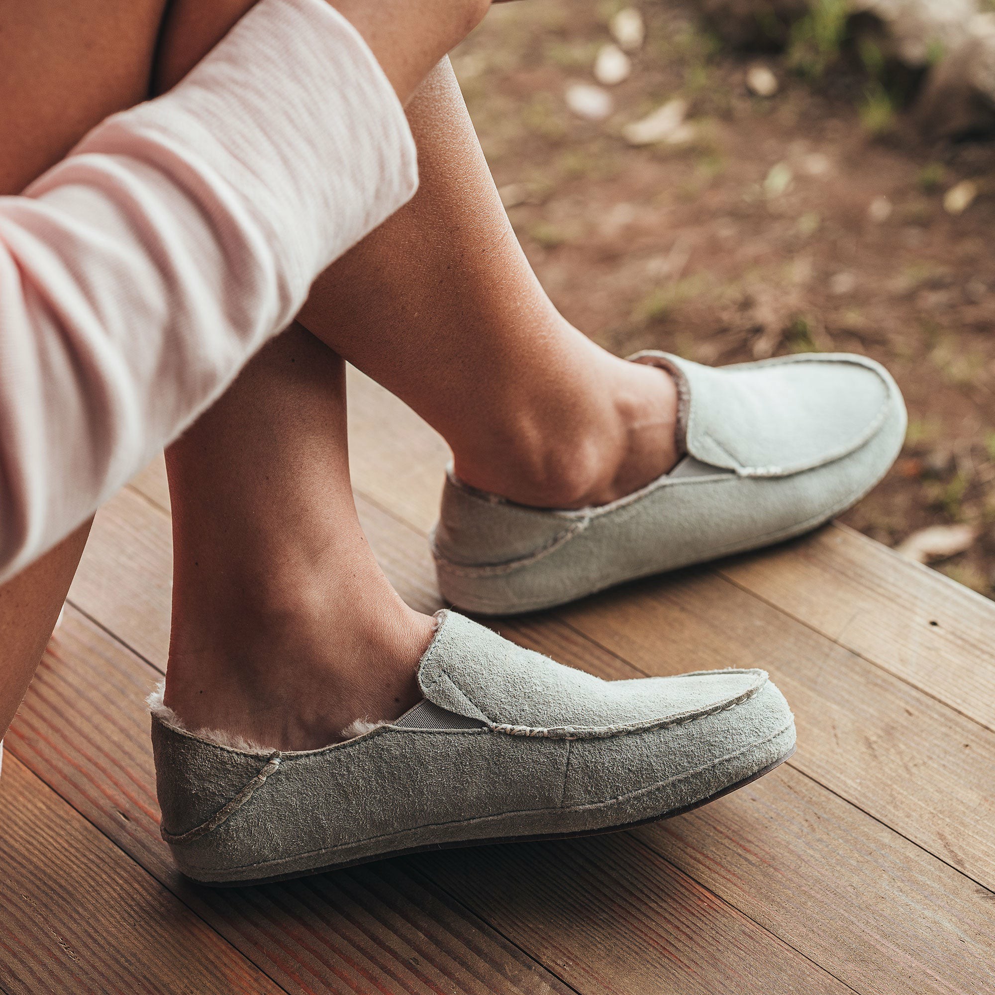 Nohea Women's Leather Slippers - Pale Grey - Image 2