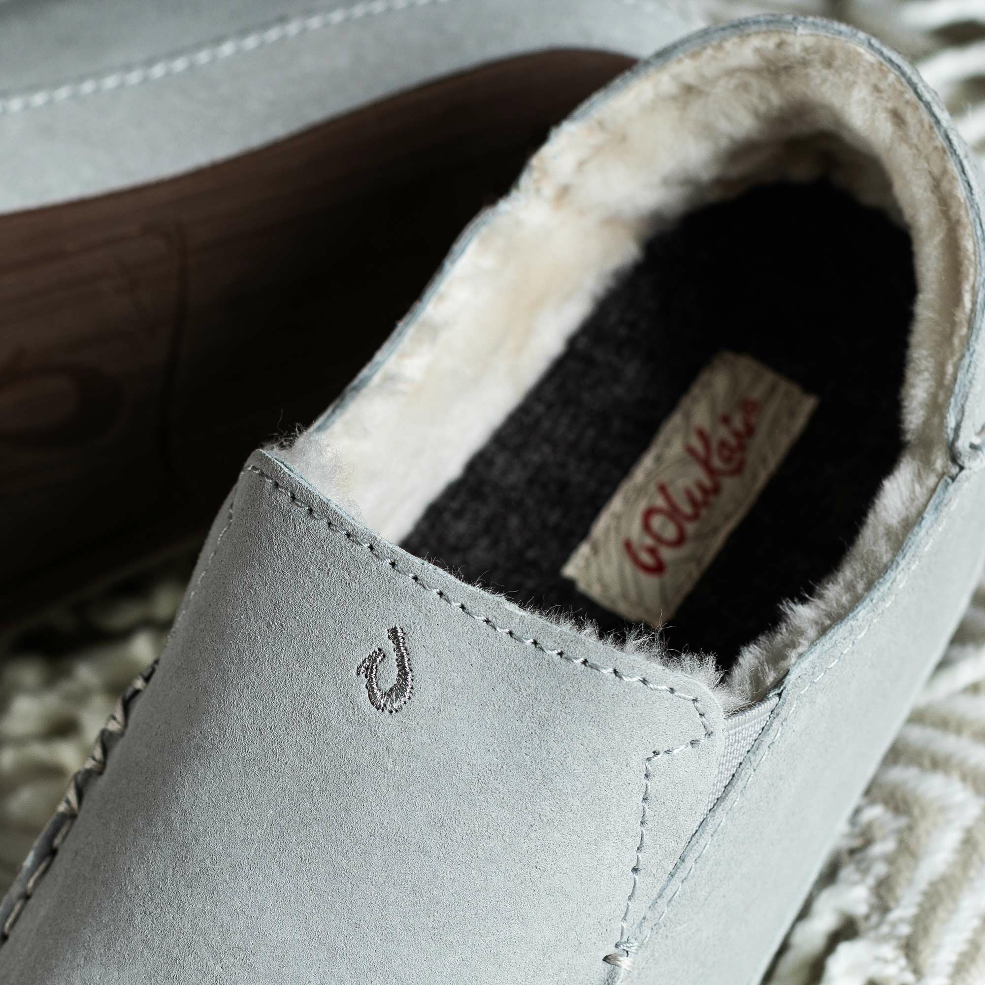 Nohea Women's Leather Slippers - Pale Grey - Image 3